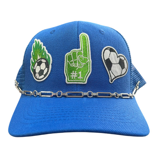Custom Trucker Hats-Soccer (price includes silver chain)