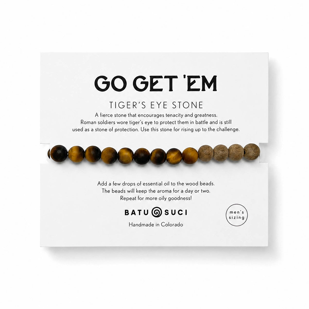 Go Get 'Em Diffuser Bracelet  |  Men's Tigers Eye Bracelet