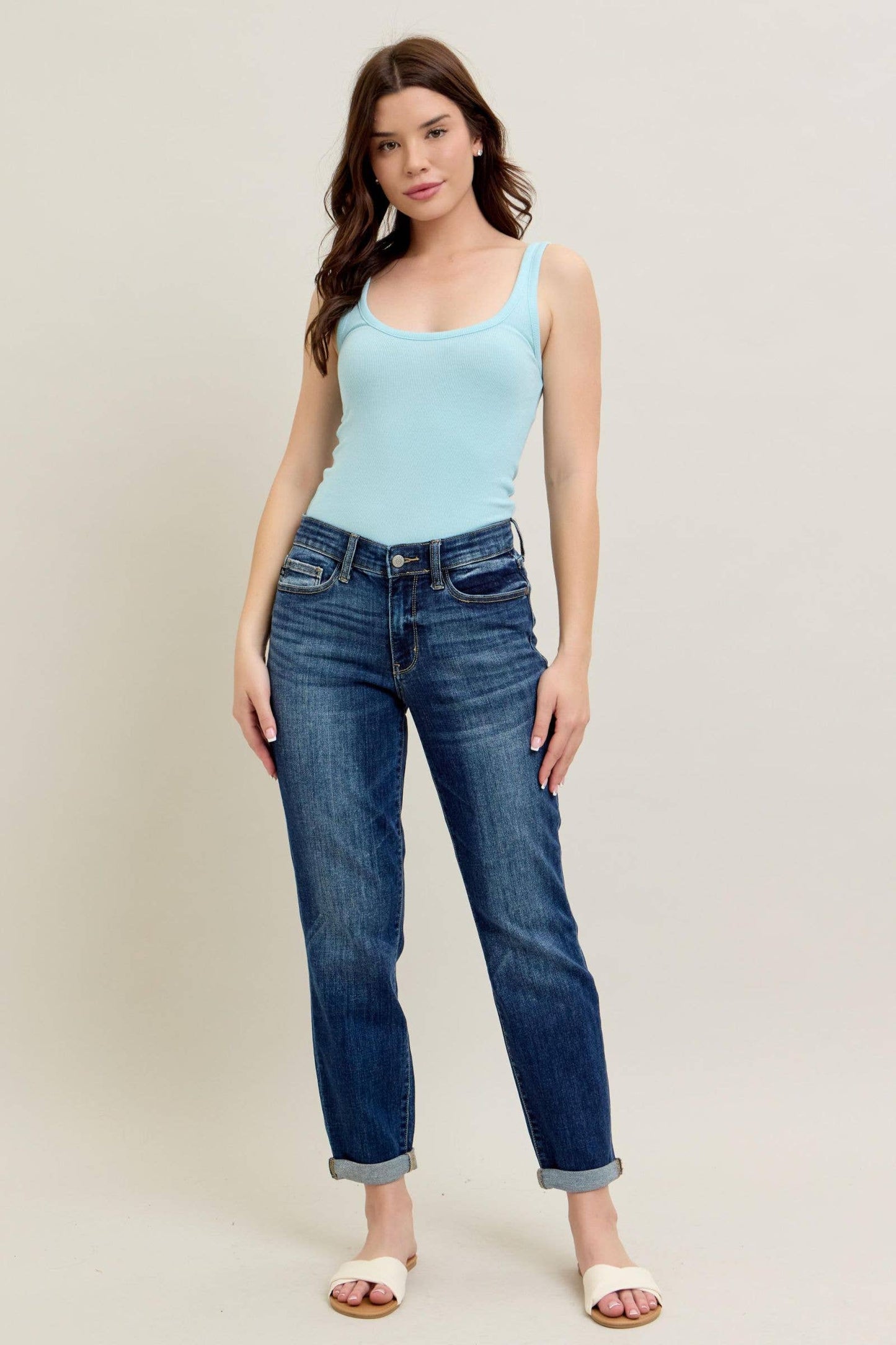 Judy Blue Classic Mid Rise Cuffed Boyfriend