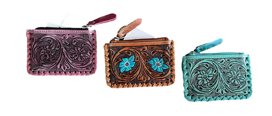 Tooled Leather Pouch, Bag Organizer