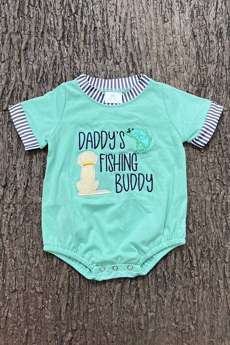 Mint "Daddy's Fishing Buddy baby bodysuit.