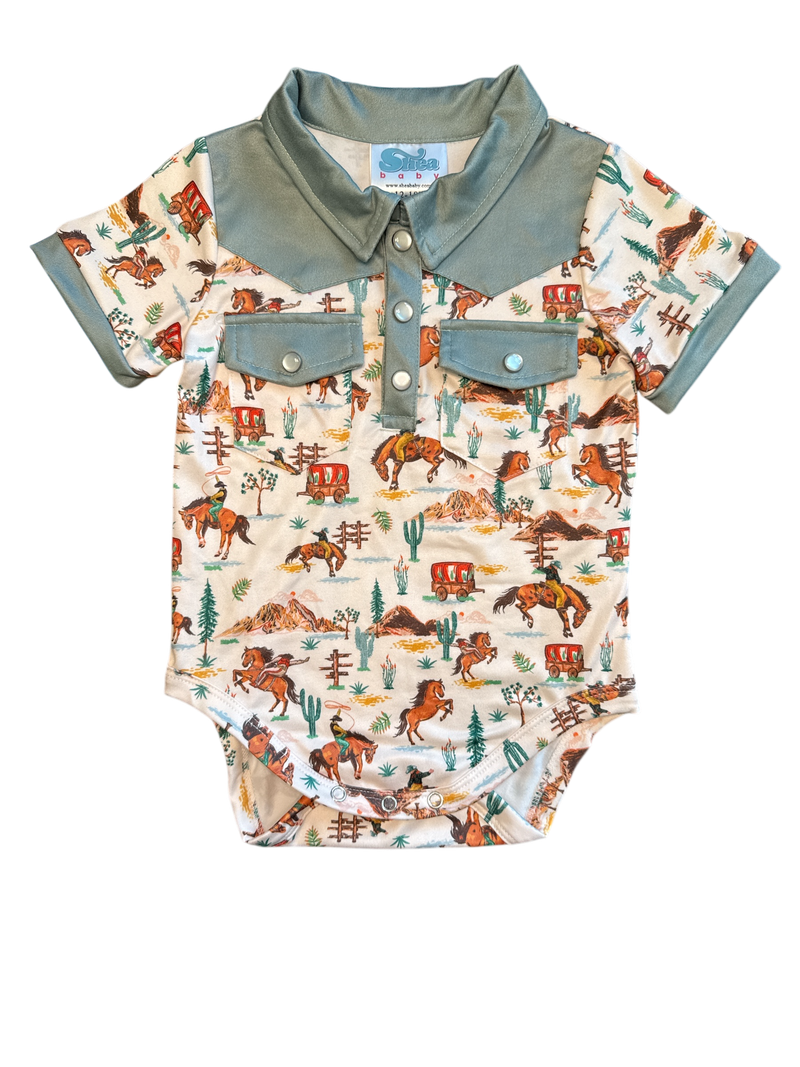 Riding West Pearl Snap Onesie Tee, Size 0-18M