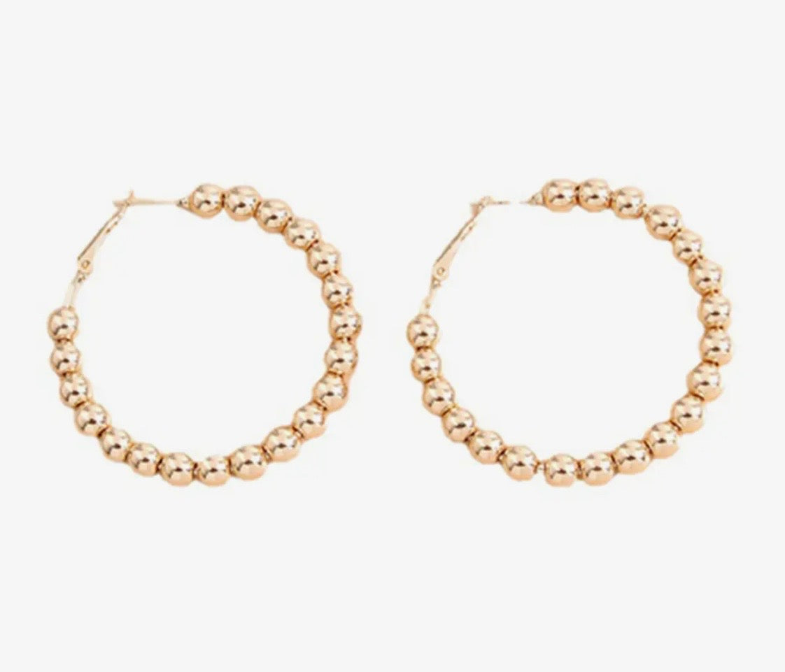 Gold Beads Hoop Earrings