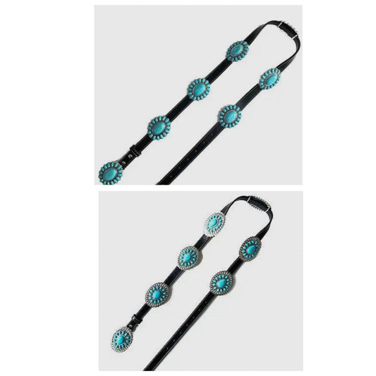 Black Western Concho Belt