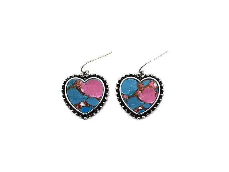 Western Cotton Candy Stone Heart Earrings
