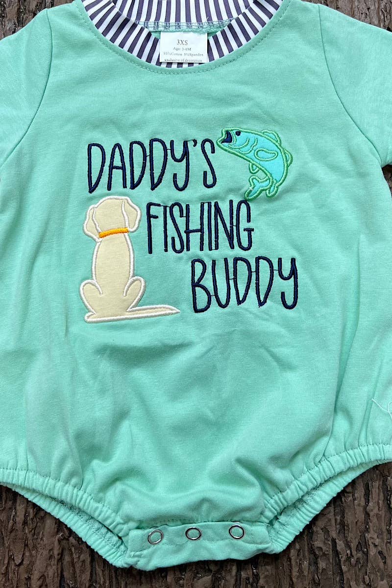 Mint "Daddy's Fishing Buddy baby bodysuit.