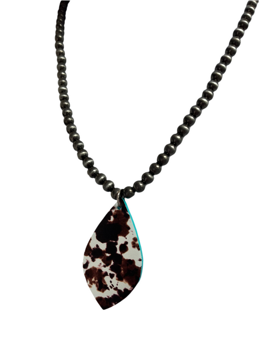 Cowhide & Turquoise Necklace