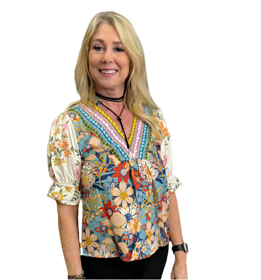 Crochet Boho Floral Blouse