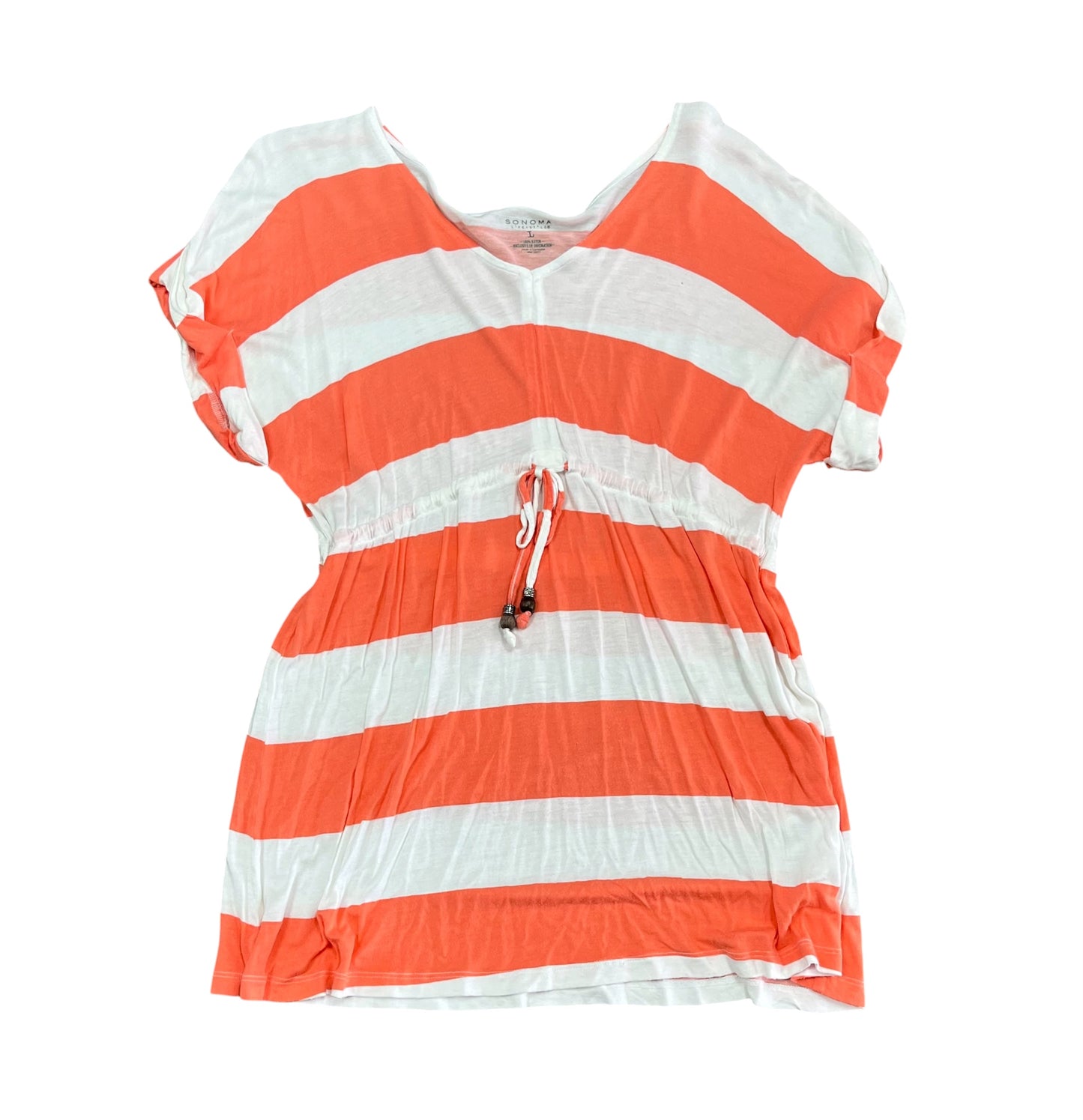 Orange & White Striped Shirt-Size L