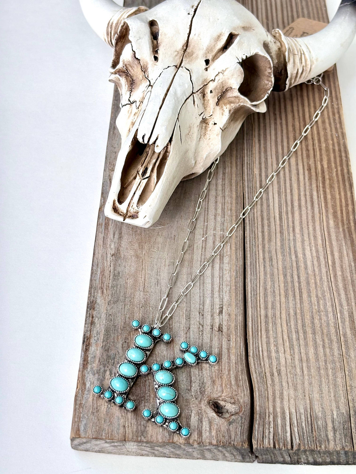 Western Style Turquoise Stone Initial Necklace