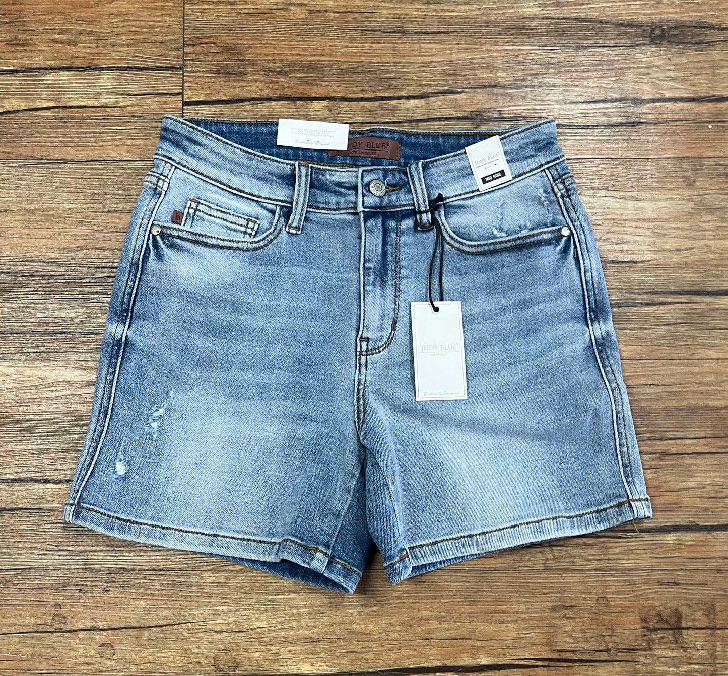 Judy Blue Mid Rise Vintage Wash Dad Shorts