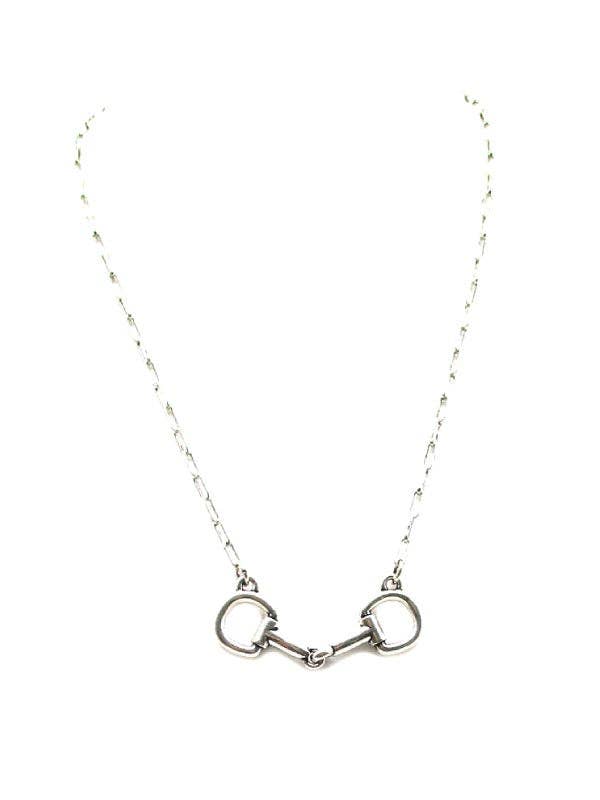 Western Horse Snaffle Bit Pendant Necklace Silver