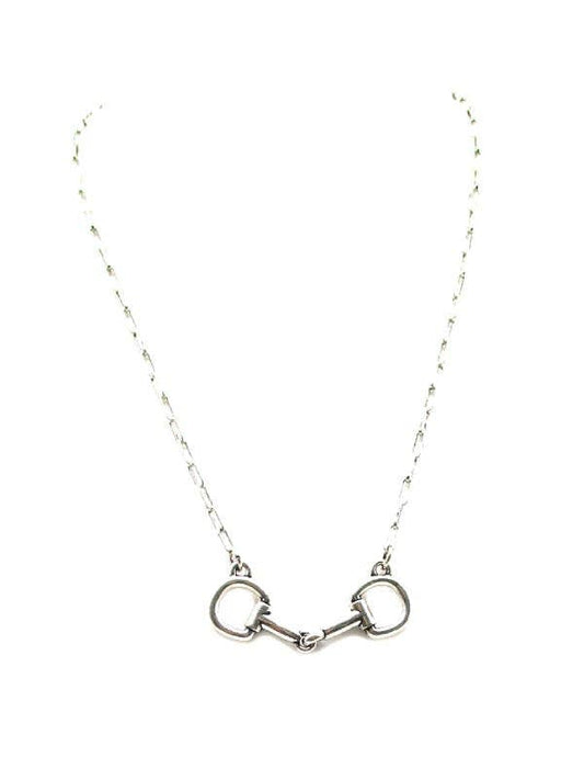 Western Horse Snaffle Bit Pendant Necklace Silver
