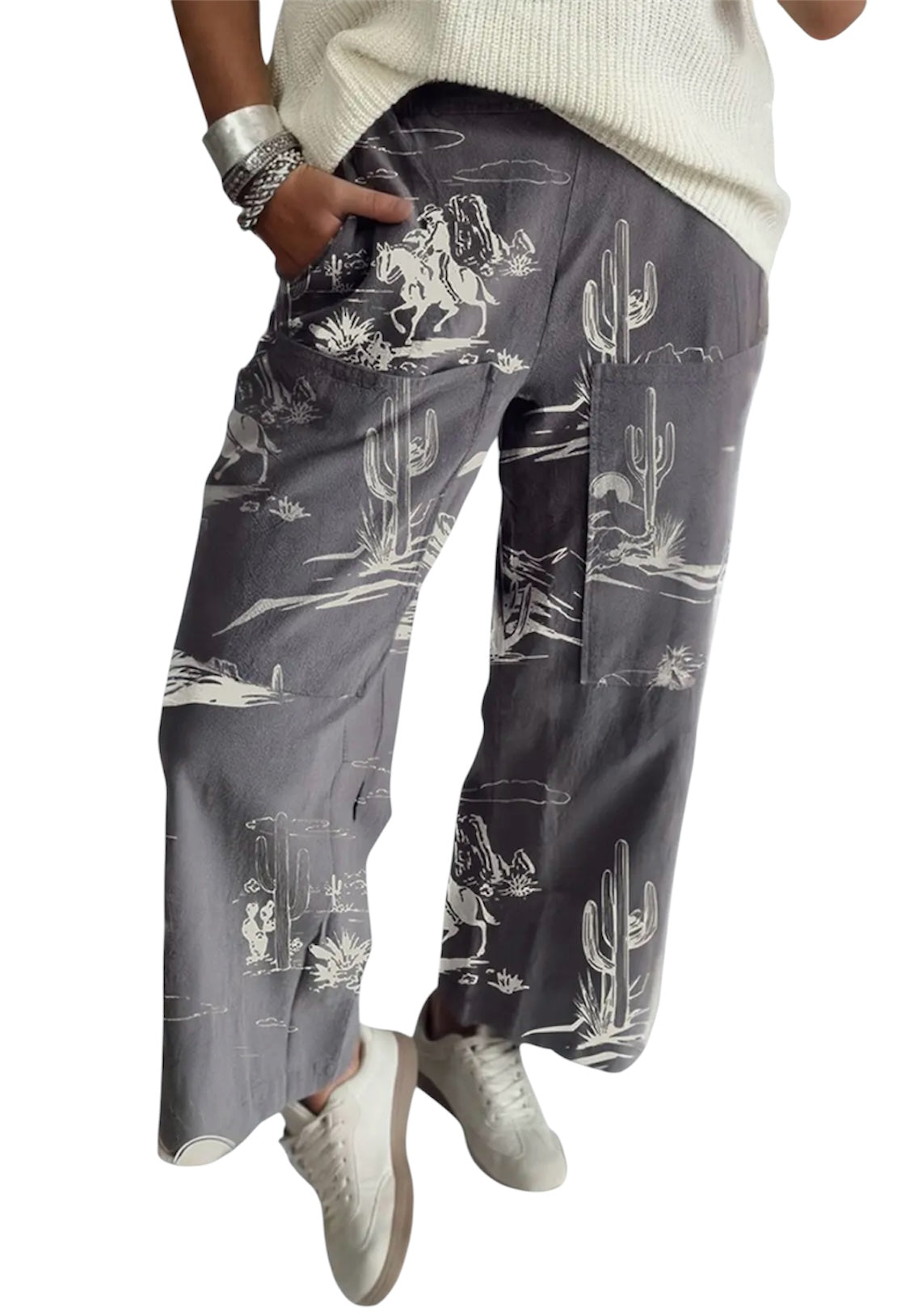 Western Wild West Vintage Printed Jeans