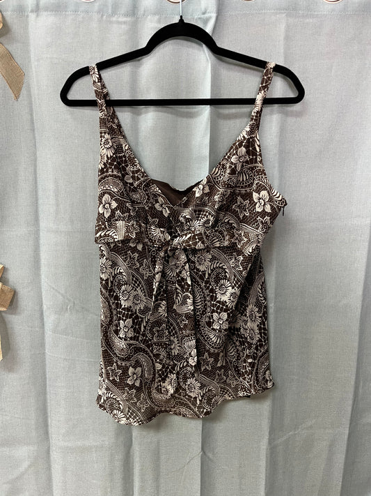 Floral Print Spaghetti Strap Blouse-Size L