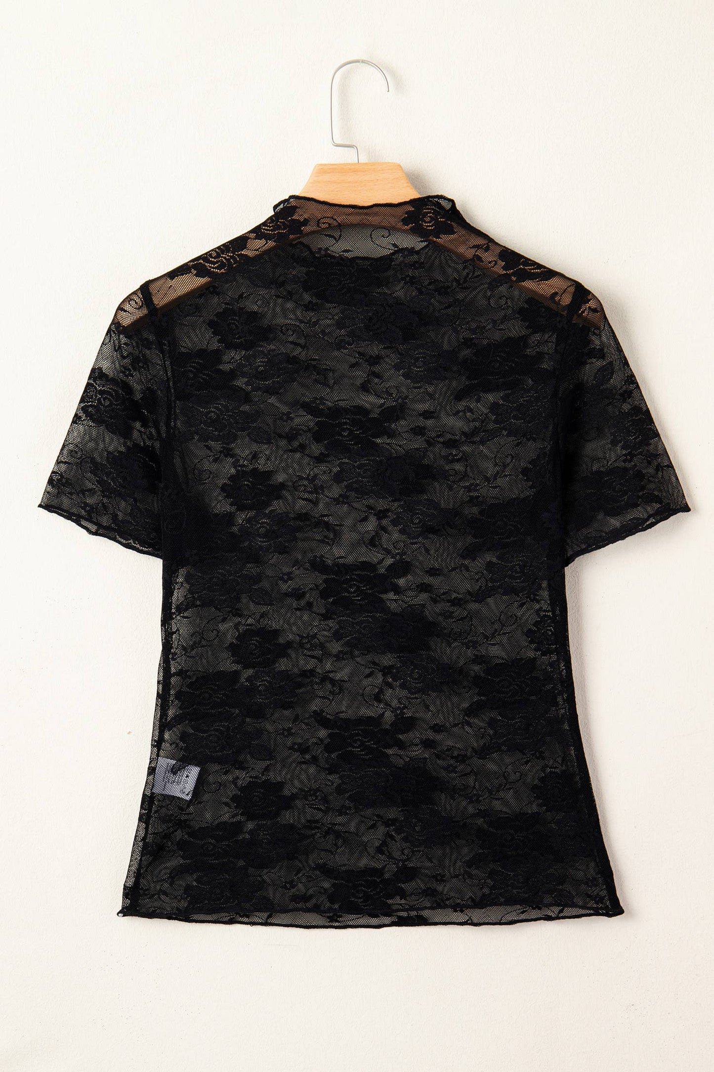 Sheer Floral Lace Mesh Short Sleeve Top