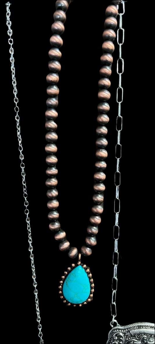 Beaded Turquoise Stone Necklace