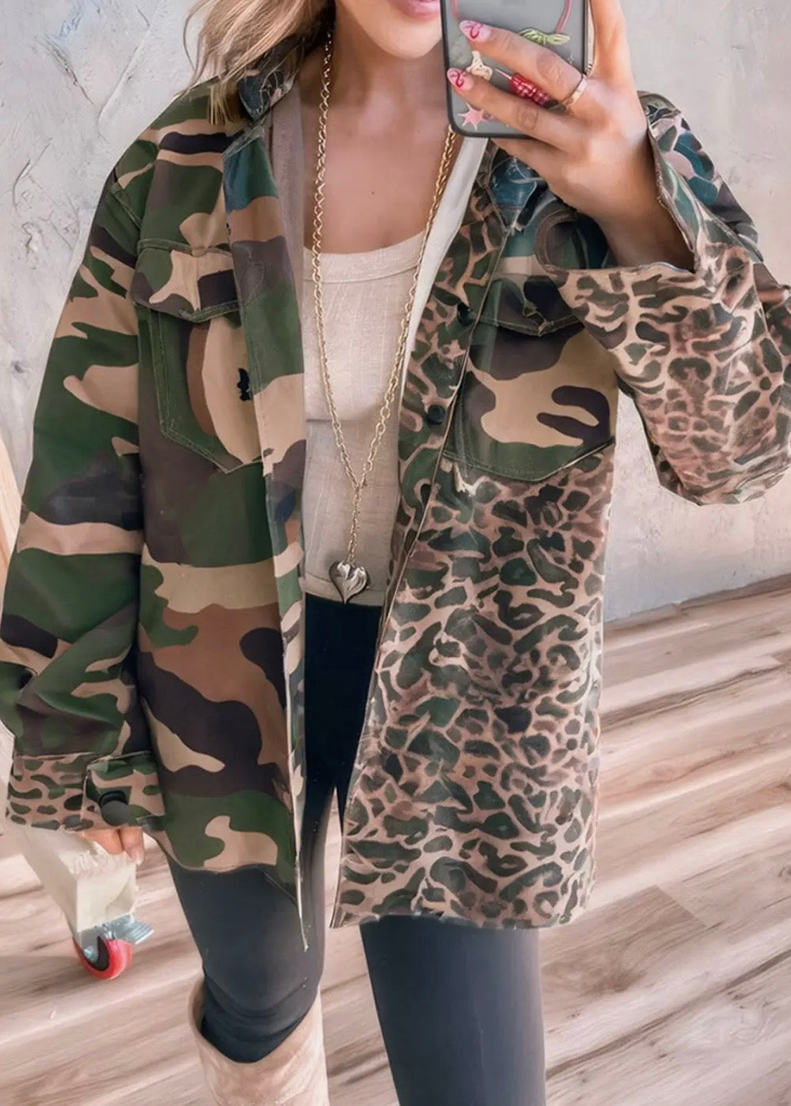 Leopard Camo Patchwork Shacket