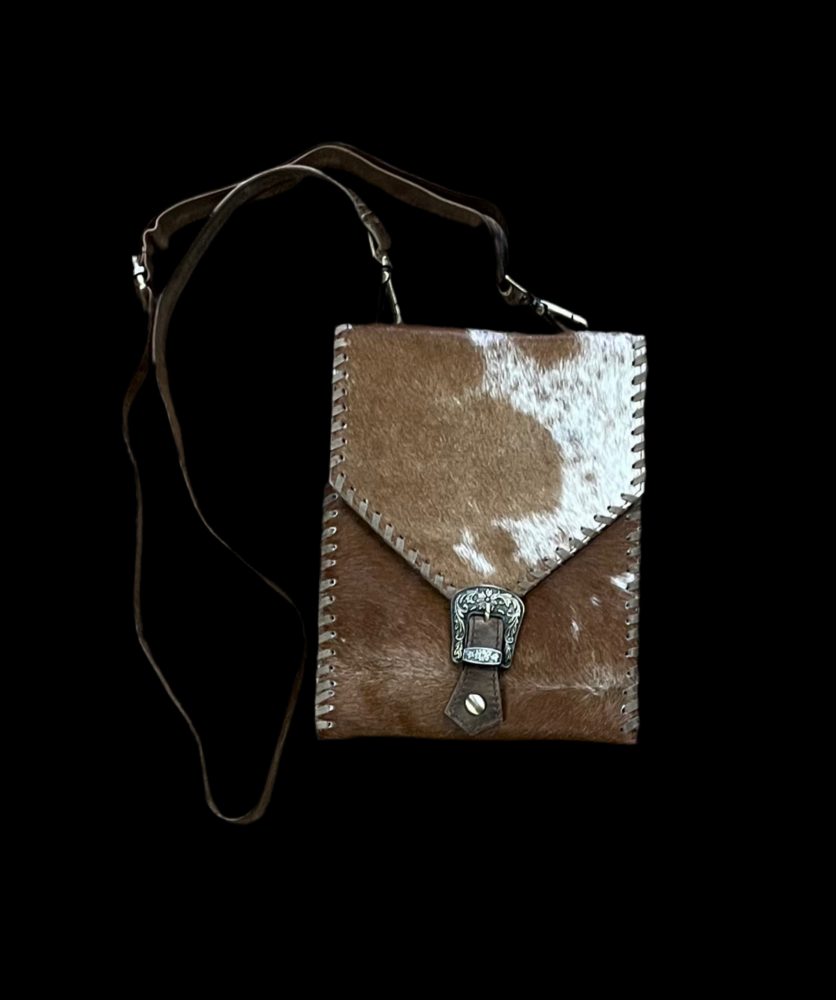 Cowhide Purse with Buckle Accent