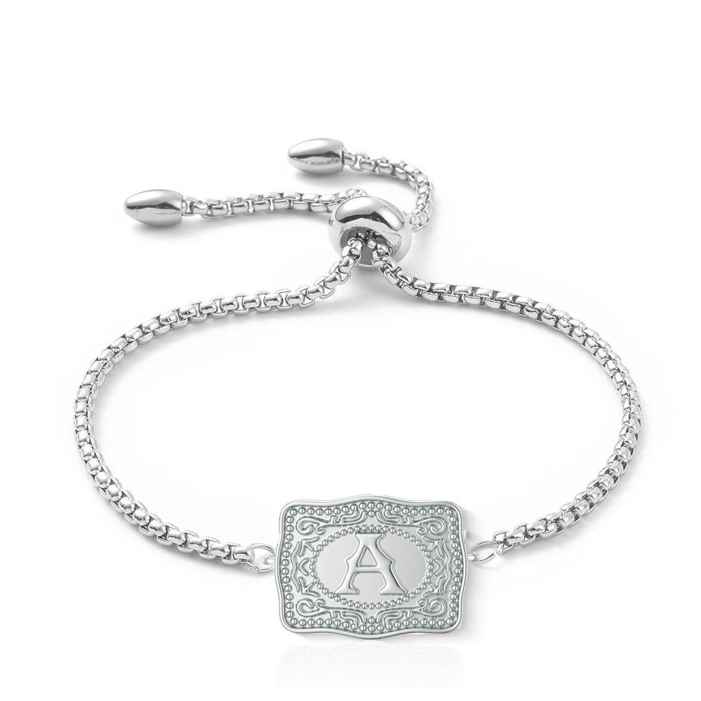 Western Initial Letter Shield Bracelet in Solid Copper