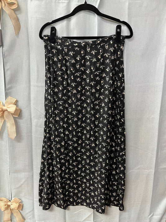 Black Floral Long Skirt-Size L