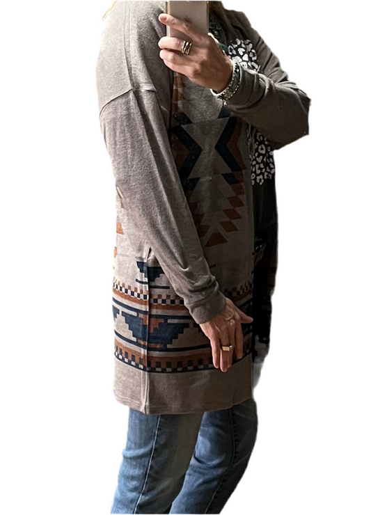 Aztec Print Knit Cardigan