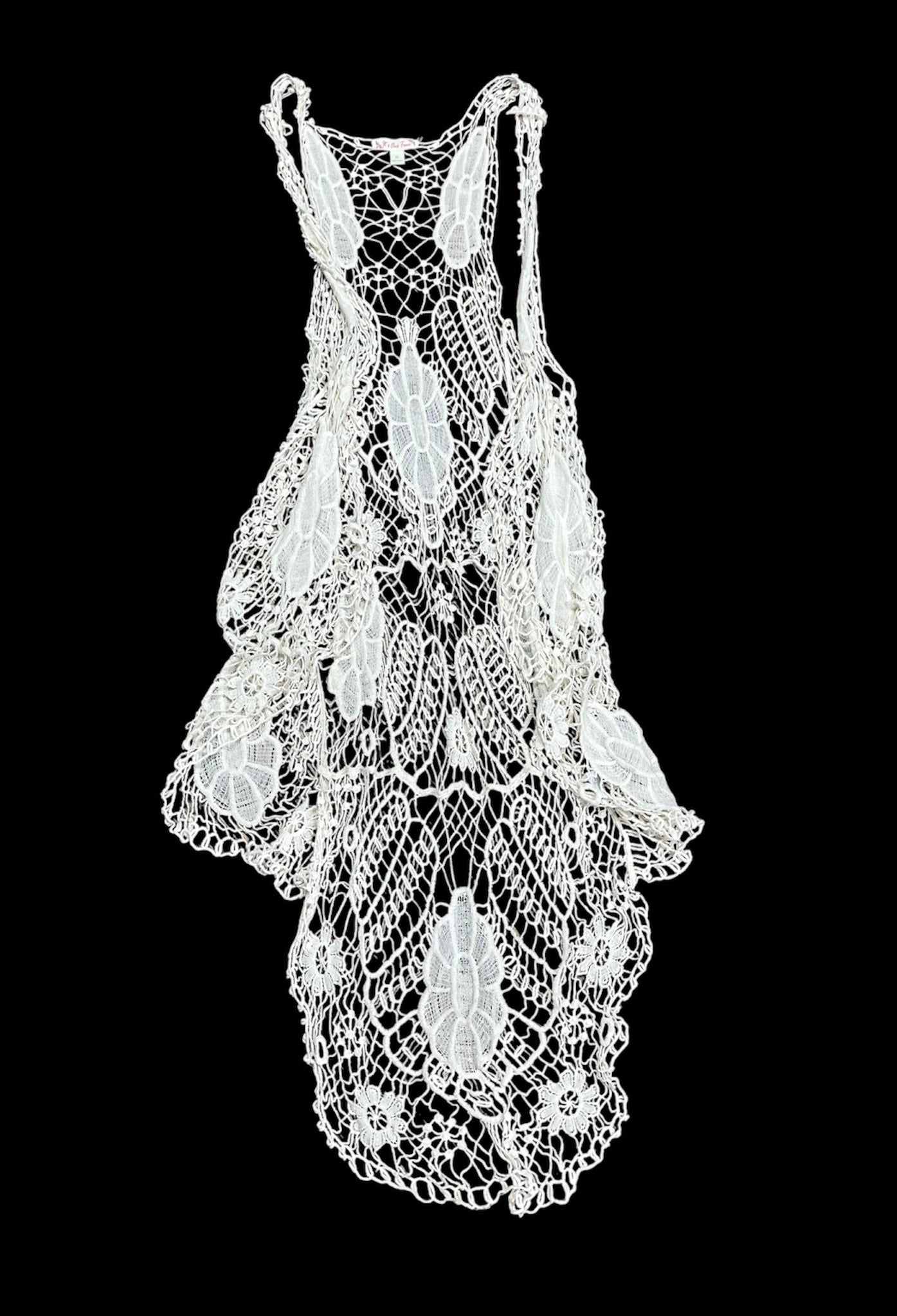 Long Cream Lace Vest-Size XL
