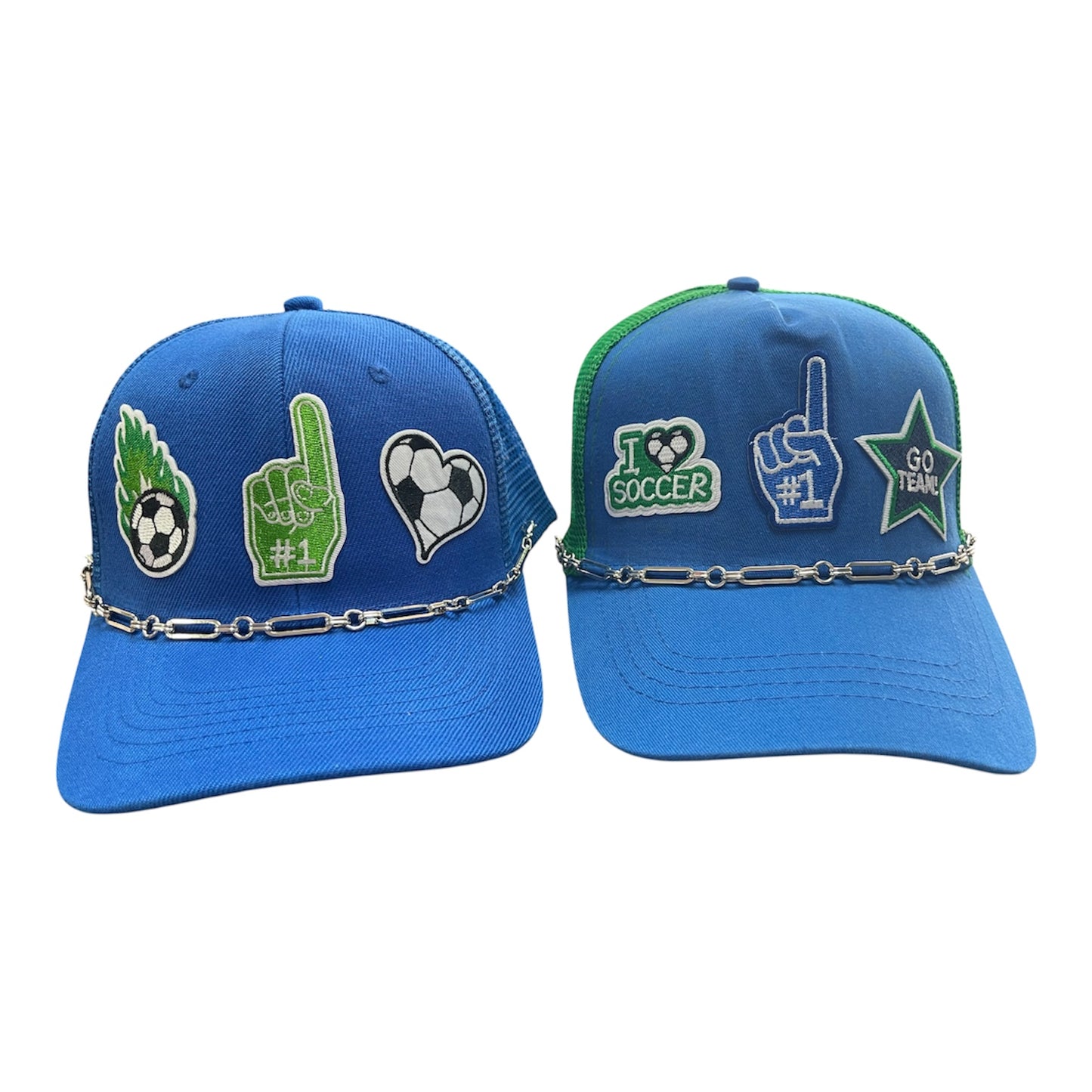 Custom Trucker Hats-Soccer (price includes silver chain)