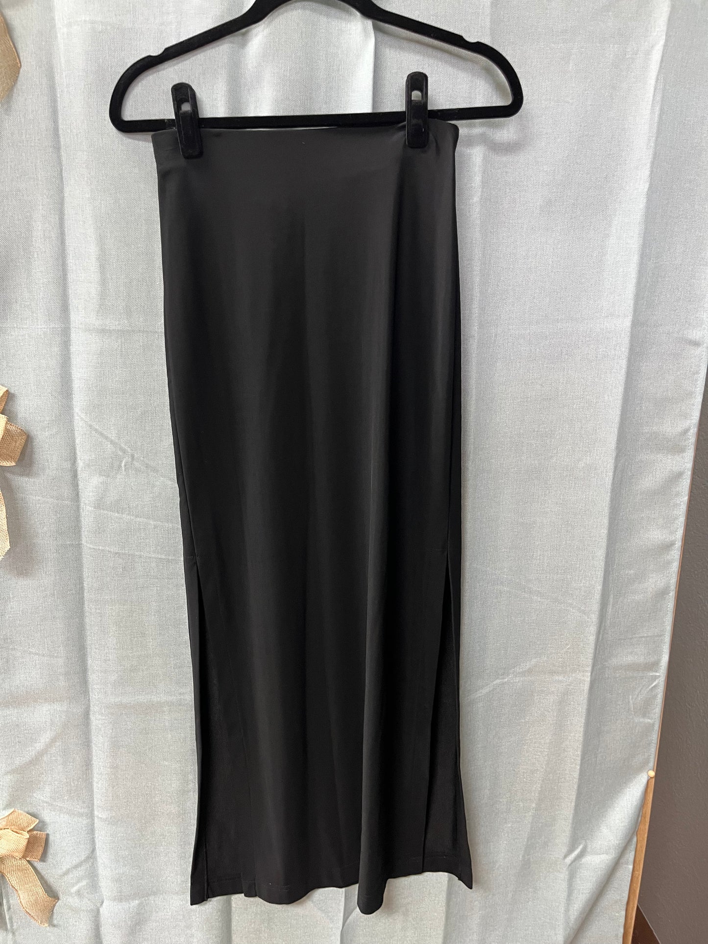 Long Black Skirt with Side Slit-Size S