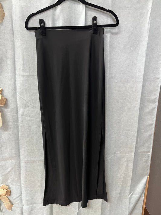 Long Black Skirt with Side Slit-Size S