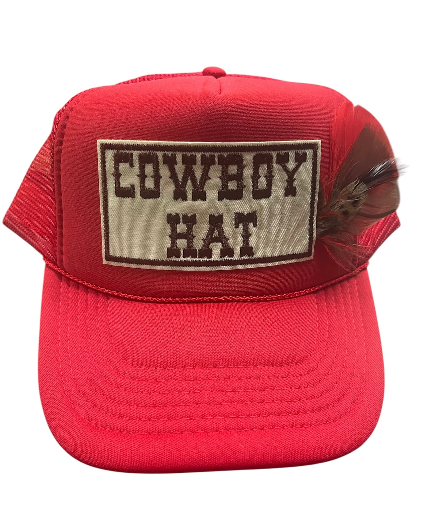 Custom Trucker Hat-Cowboy Hat w/Feathers