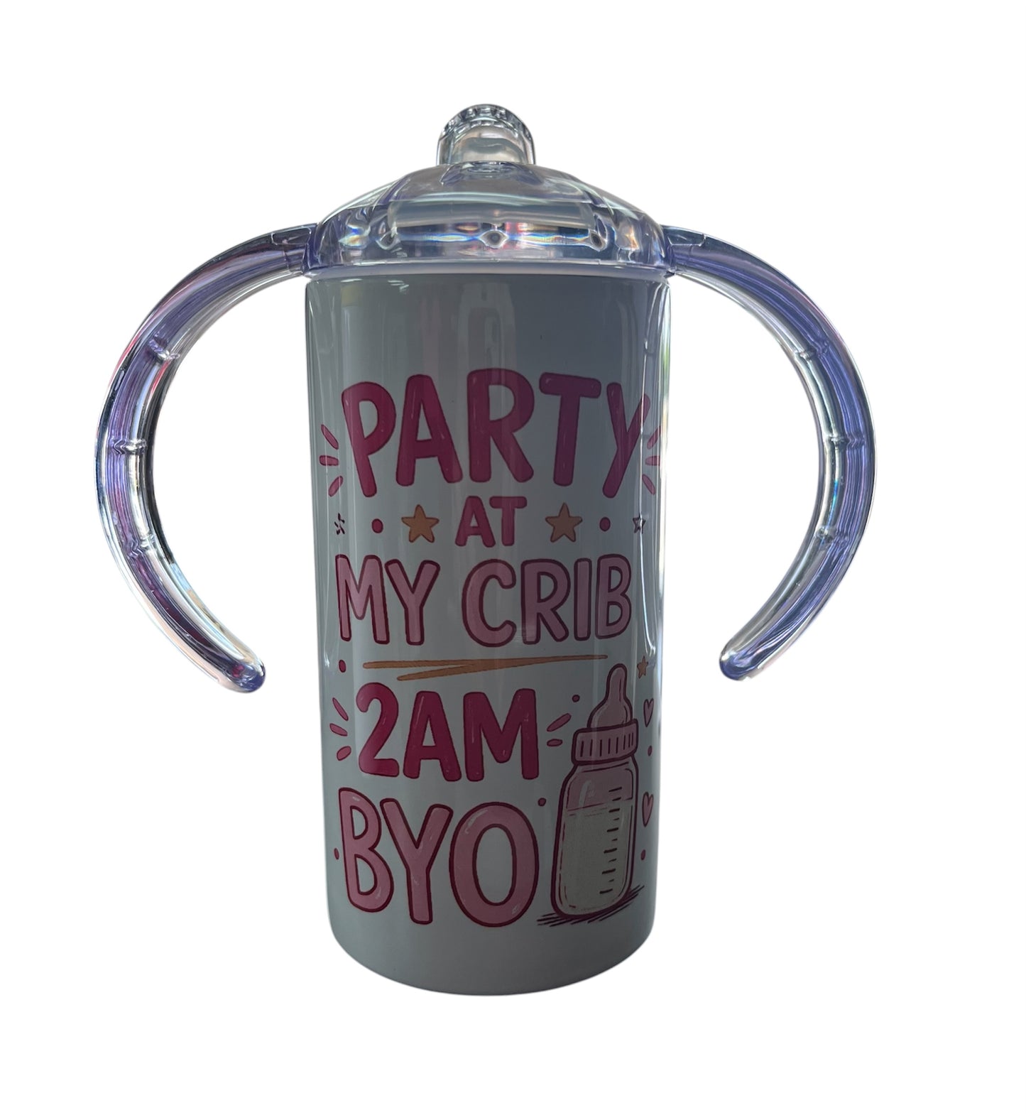 Custom Toddler Sippy Cups (includes cup, sippy lid with handles, tumbler lid, and a straw)
