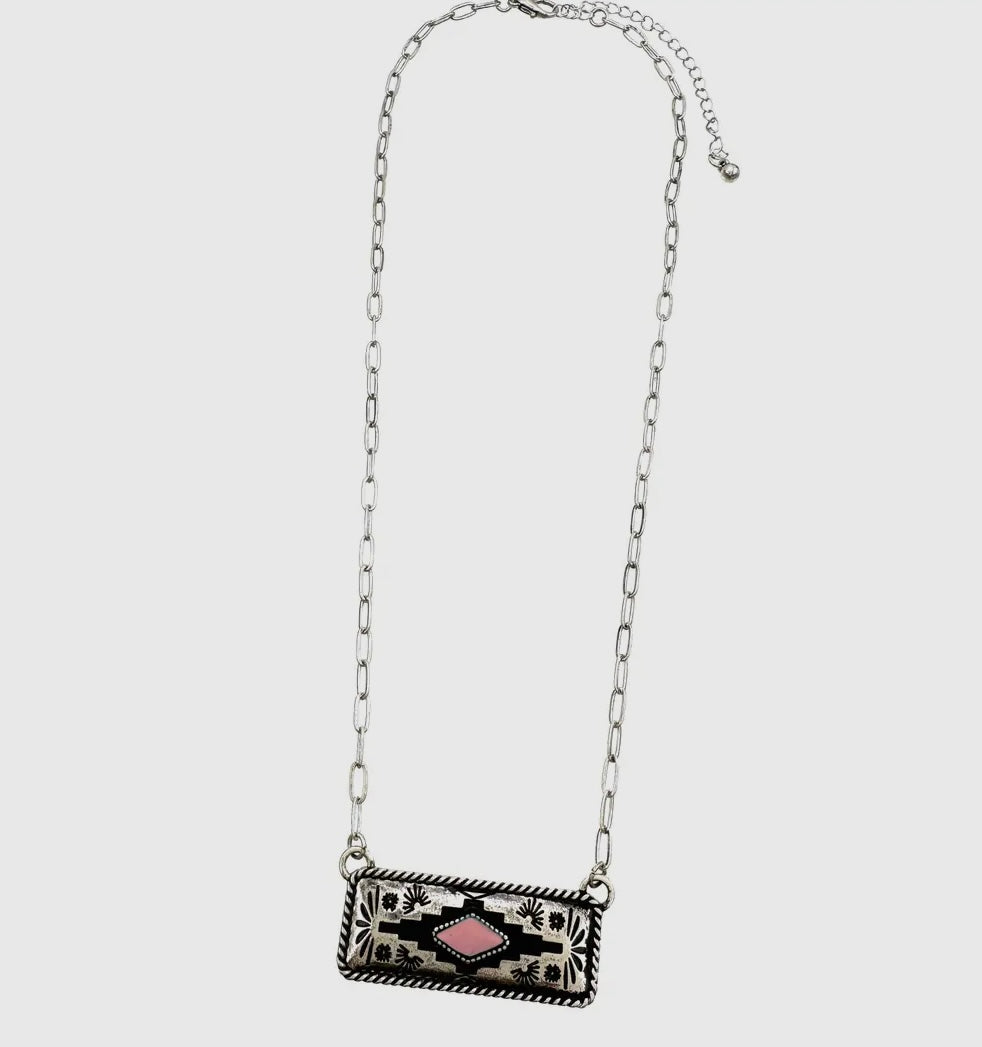 Aztec Pink Turquoise Necklace