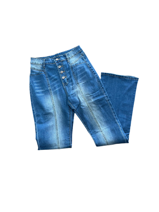 Washed Flare Jeans with Pockets