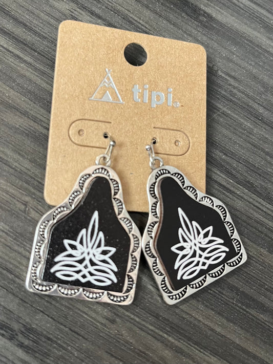Western Boot Stitch Cattle Tag Dangle Earrings