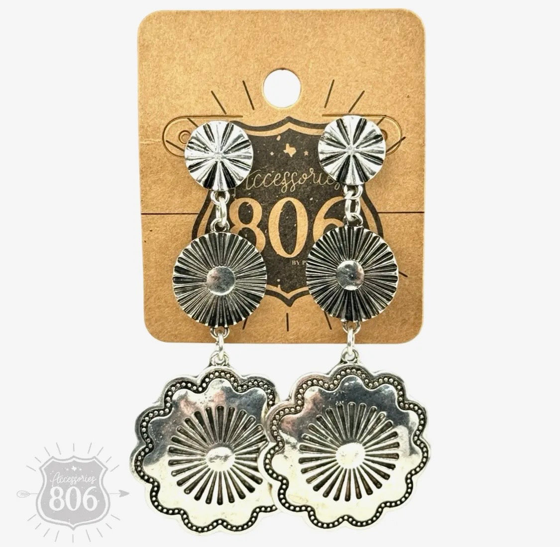 Western Silver Drop Earrings