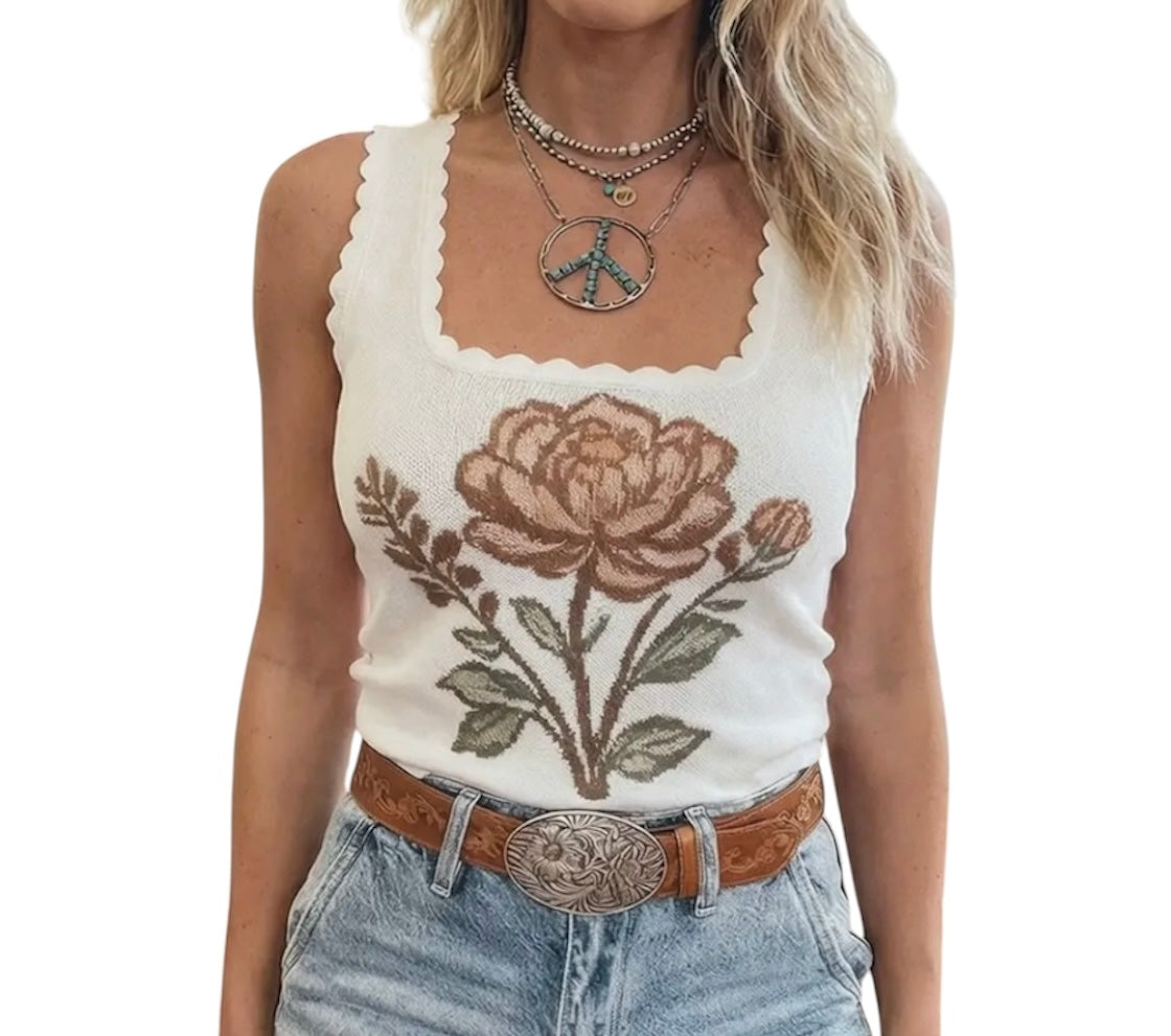 Western Floral Lightweight Sweater Vest