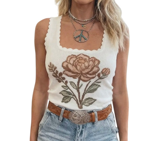 Western Floral Lightweight Sweater Vest
