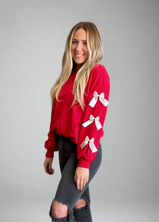 Red Bowknot Christmas Sweatshirt