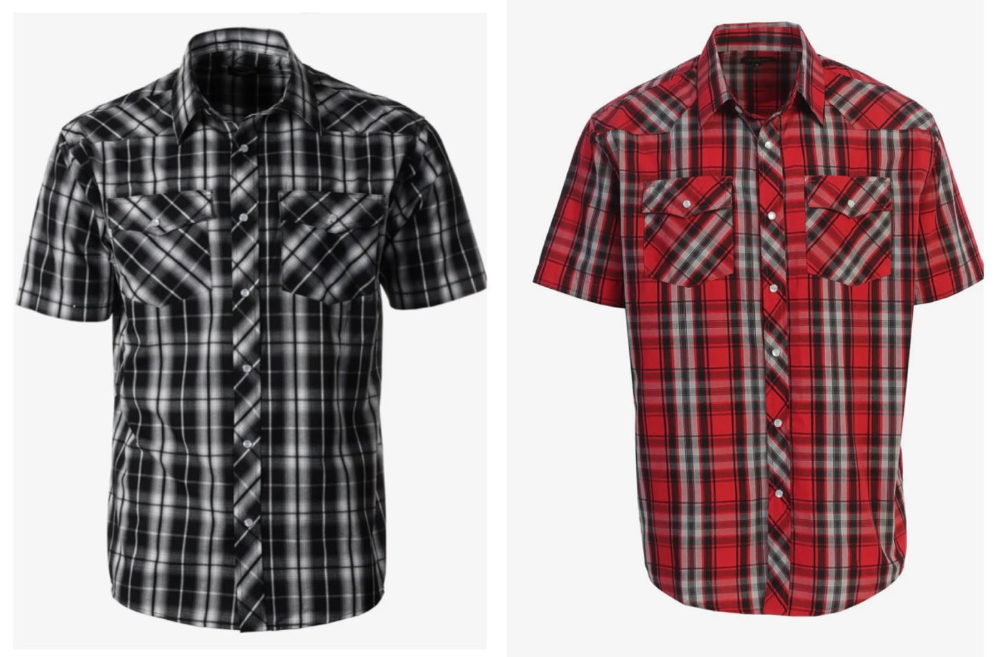 Men’s Pearl Snap Plaid Short Sleeve Shirt