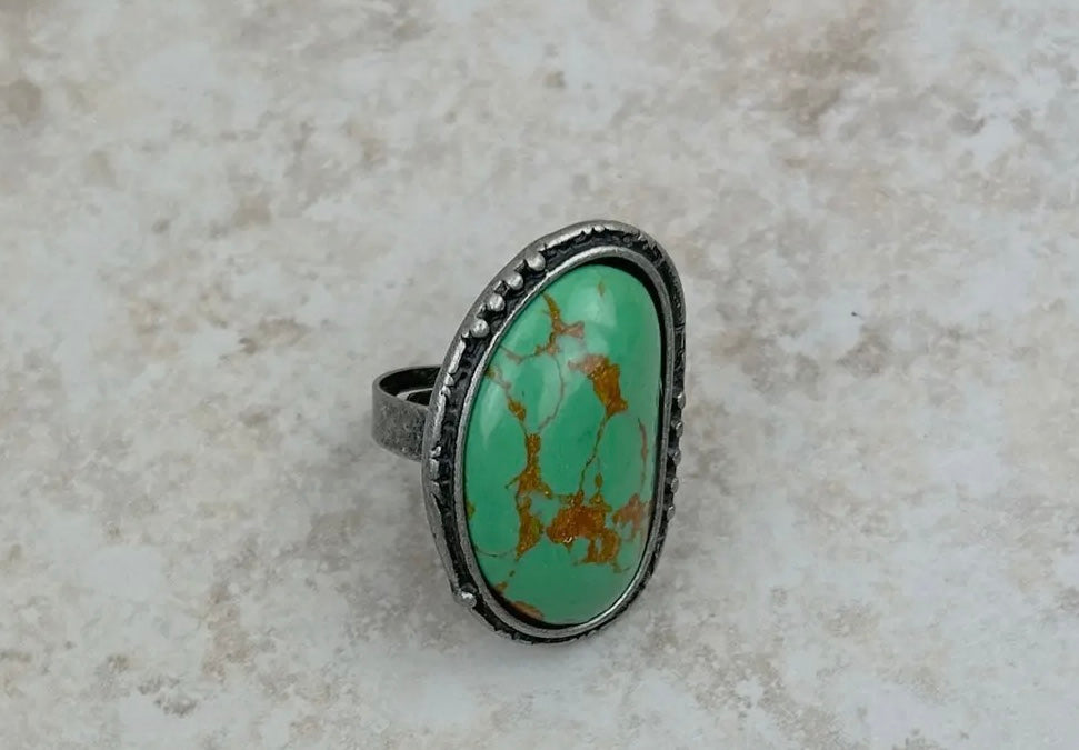 Green Stone Adjustable Ring