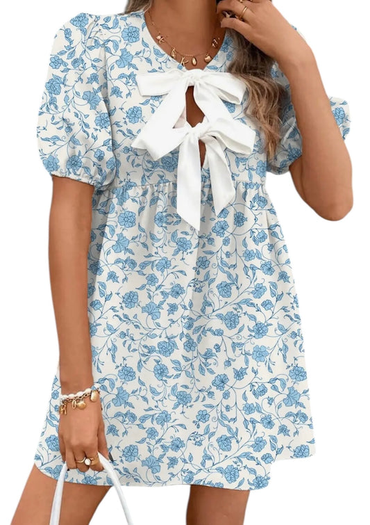 Blue Floral Mini Dress