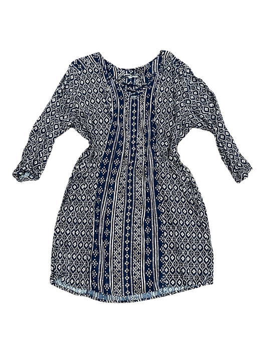 Navy, Lilac, & Khaki Patterned Dress-Size L