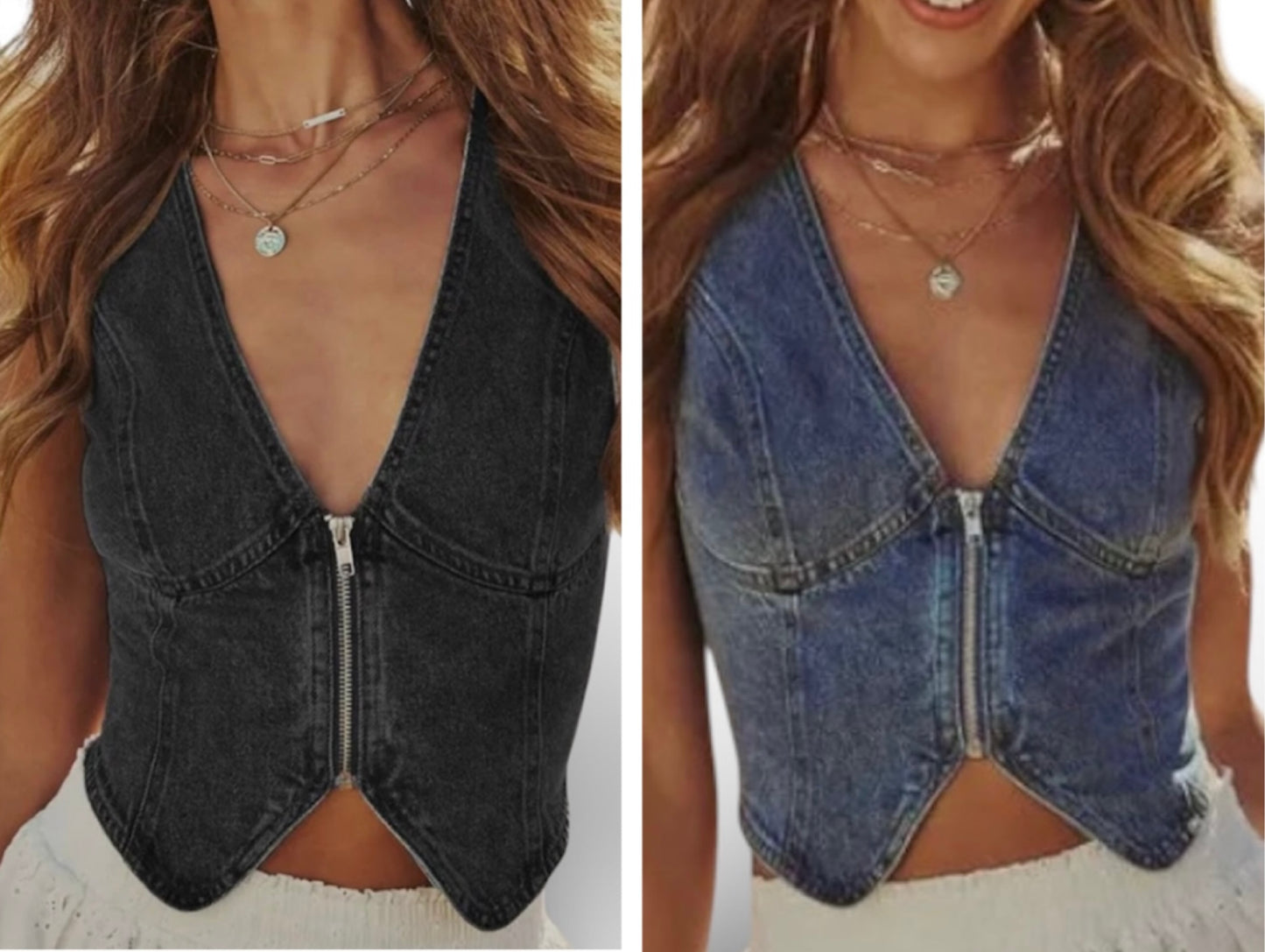 V-Neck Denim Vest