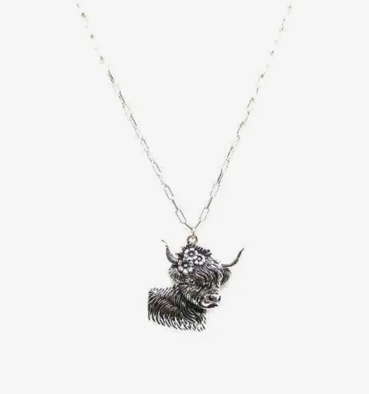 Western Cow Pendant Necklace