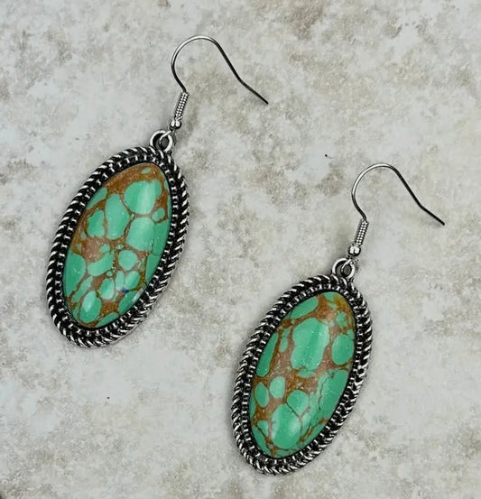 Green Stone Dangle Earrings