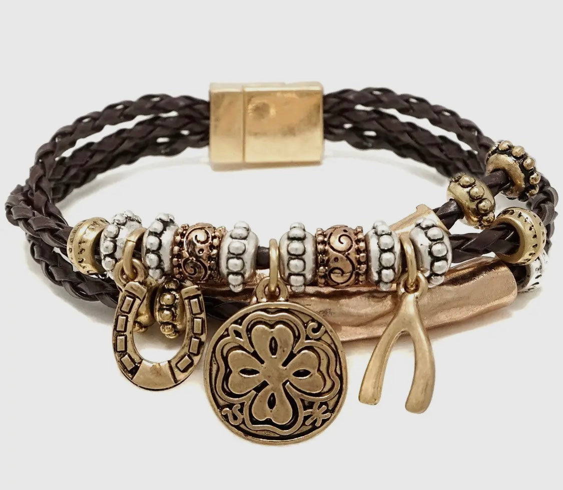 Luck & Protection Leather Bracelet