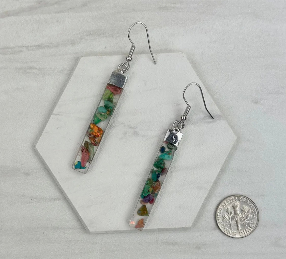 Oyster Turquoise Bar Earrings