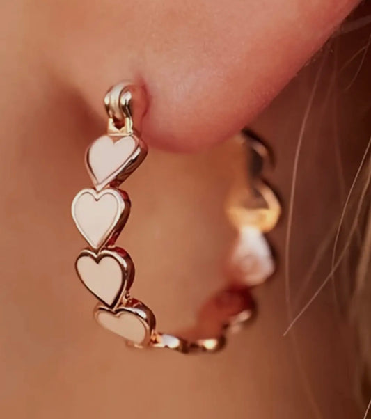 White Heart Shape Small Hook Earrings