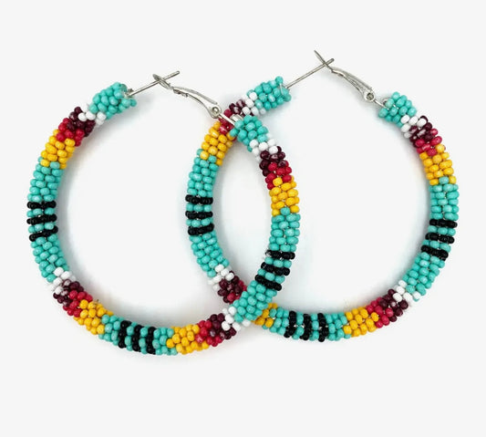 Southwestern Seed Bead Hoop Earrings